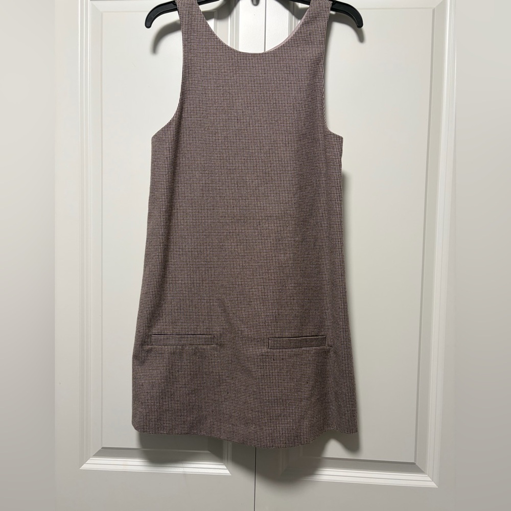 Zara Brown Tweed Sleeveless Midi Shift Dress